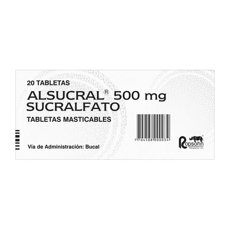 Alsucral 500 mg Masticable 20 tabletas