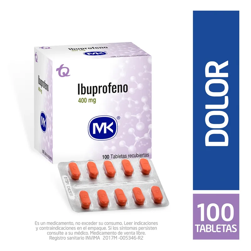 Ibuprofeno 400 mg 100 tabletas MK