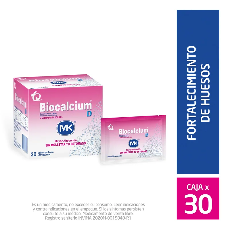 Biocalcium D Polvo 500 mg 30 sobres MK