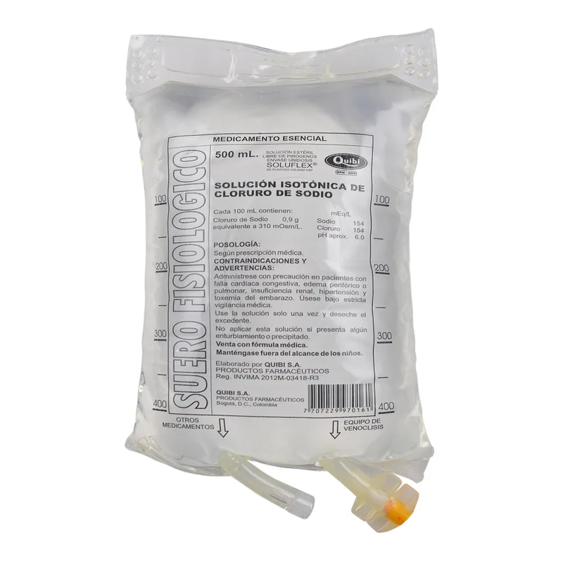 Suero fisiológico Quibi Bolsa 500 mL