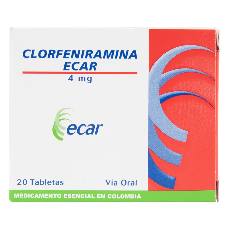 Clorfeniramina 4 mg 20 tabletas EC