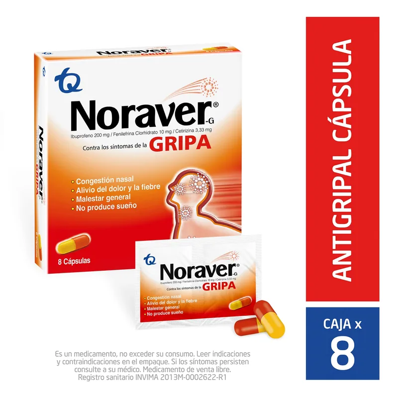 Noraver g Contra la Gripa 8 cápsulas