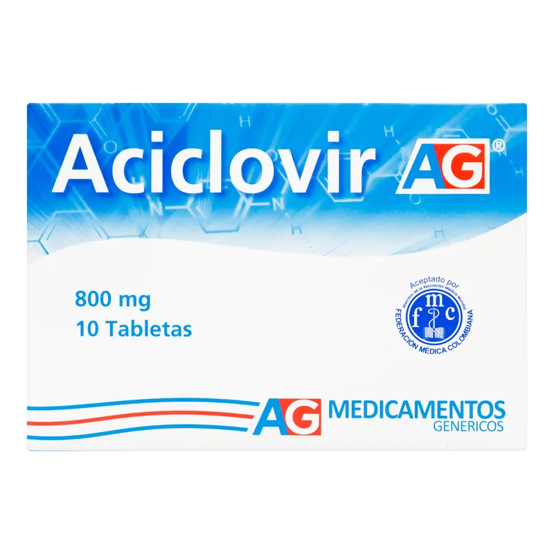 Aciclovir 800 mg 10 tabletas AG