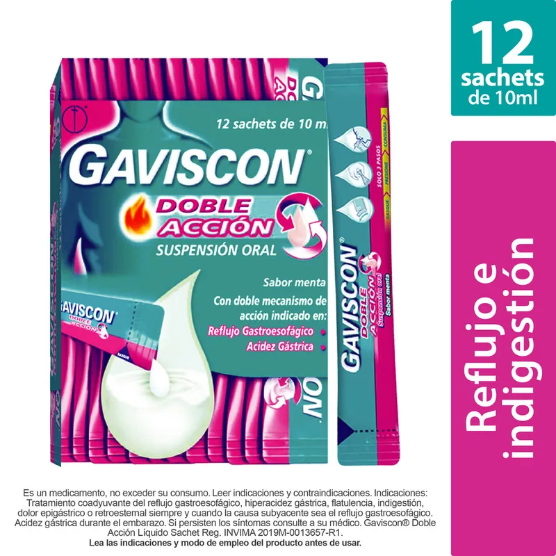 Gaviscon Doble acción suspensión 10 mL x 12und
