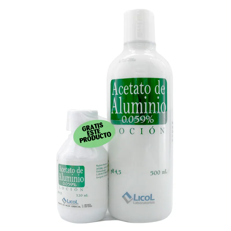 Acetato de Aluminio 500 mL Gratis 120 mL