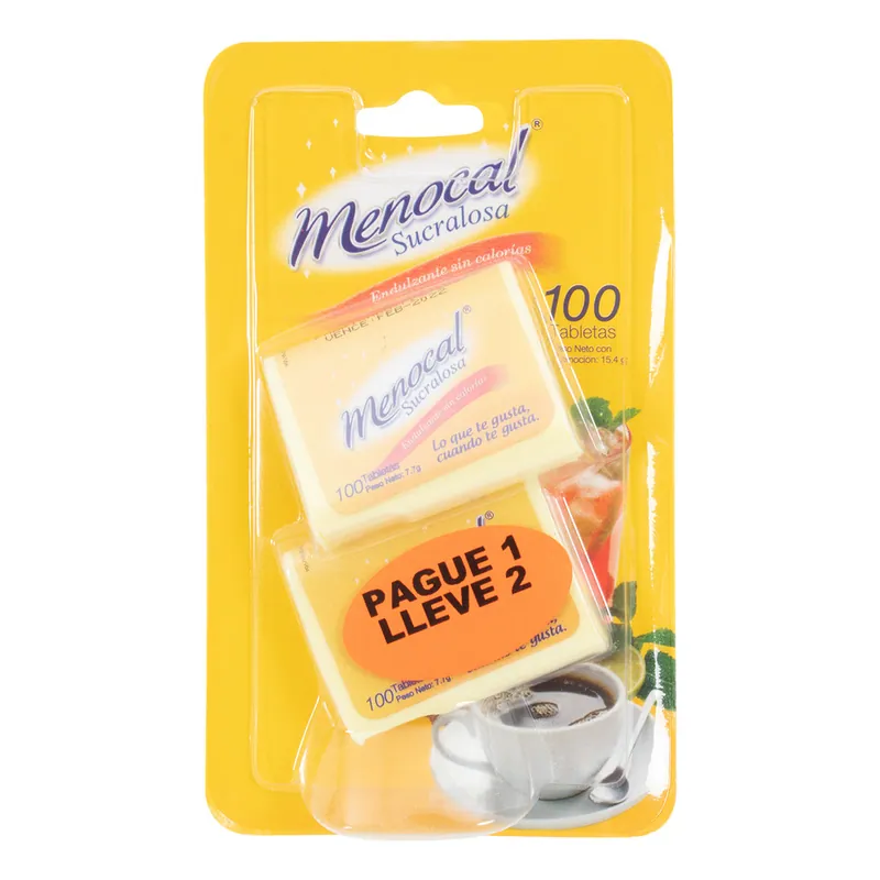 Menocal Sucralosa 100 tabletas PG 1 Lle 2
