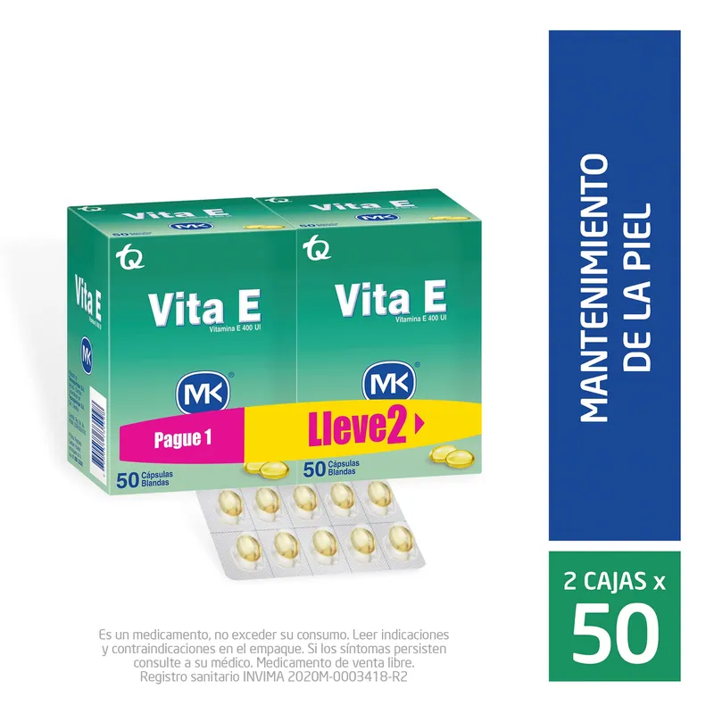 Vitamina E 400 U I 50 cápsulas MK Pg1.ll2