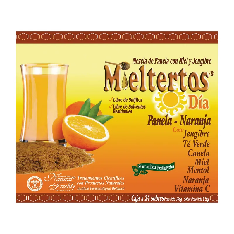 Mieltertos Gripa Dia Panela Naran 24 sobres