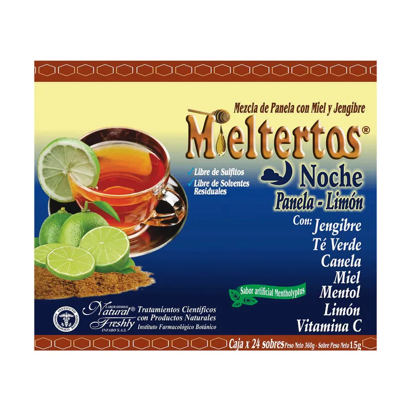 Mieltertos Gripa Noche Pane limón 24 sobres
