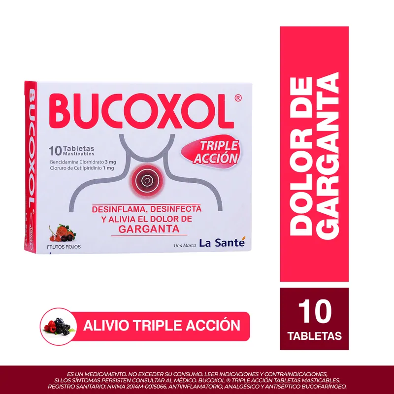 Bucoxol Triple acción F Rojos 10 tabletas