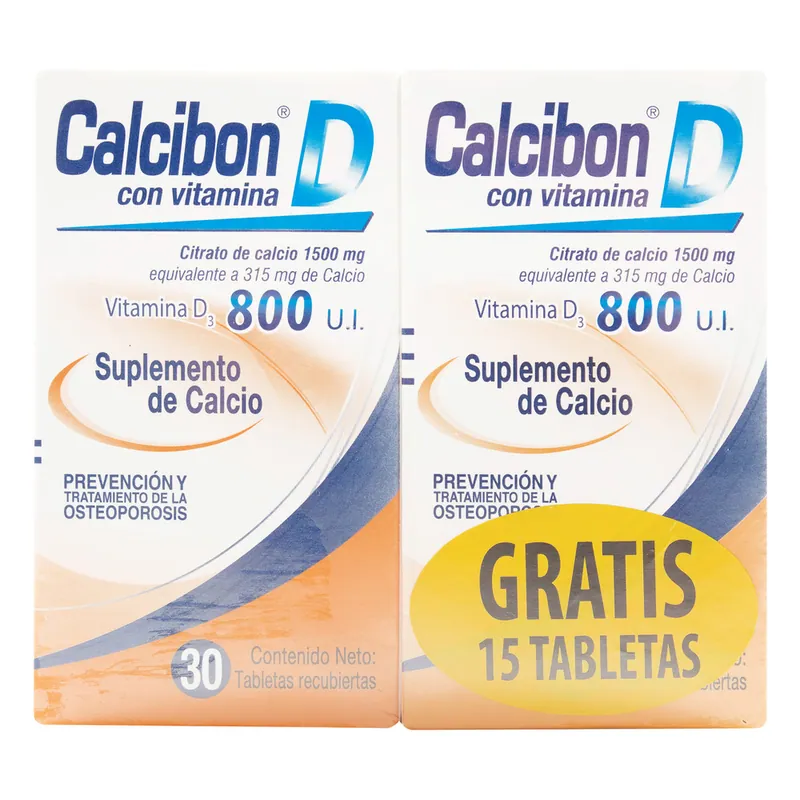Calcibon D 800 UI 30 tabletas Gratis 15 tabletas