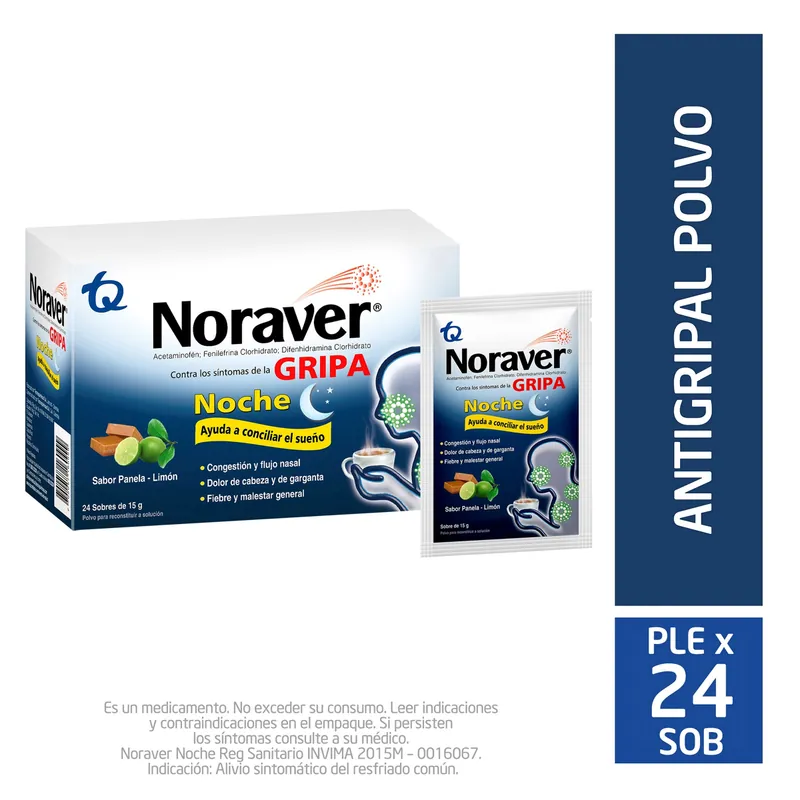 Noraver Gripa Bebida Noche 15 g 24 sobres