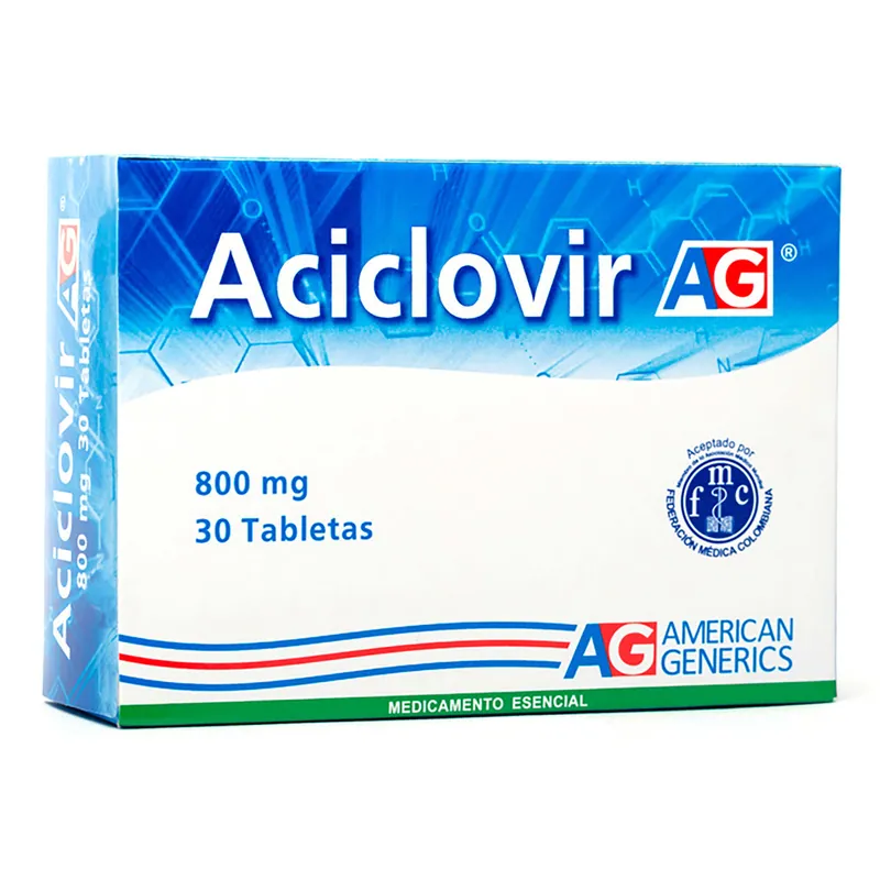 Aciclovir 800 mg 30 tabletas AG