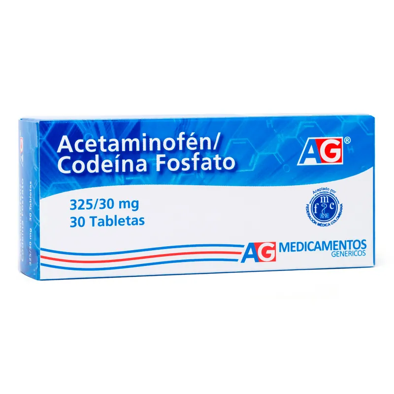 Acetaminofen/codeina 325/30 mg 30 tabletas AG