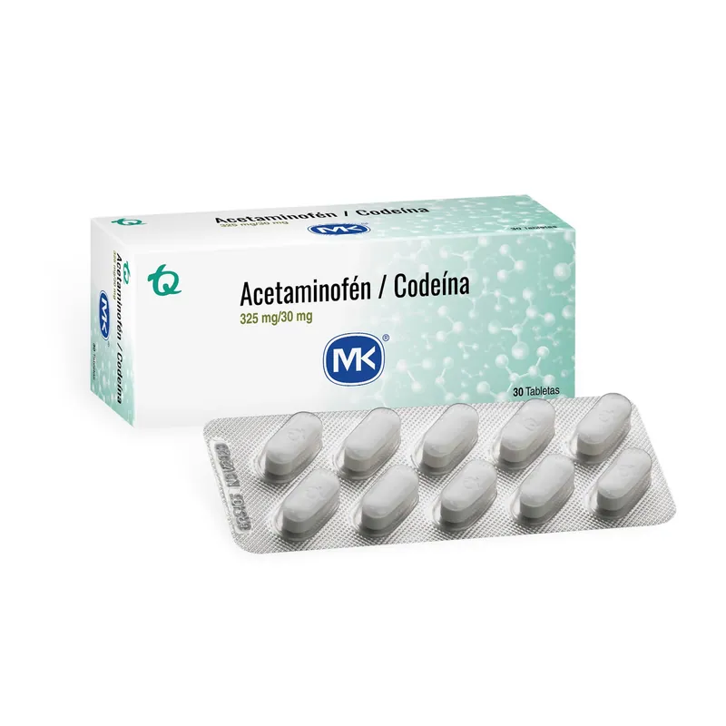 Acetaminofen+codeina 325/30 mg 30 tabletas MK