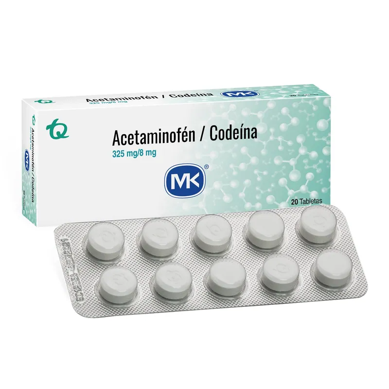 Acetaminofen+codeina 325/8 mg 20 tabletas MK