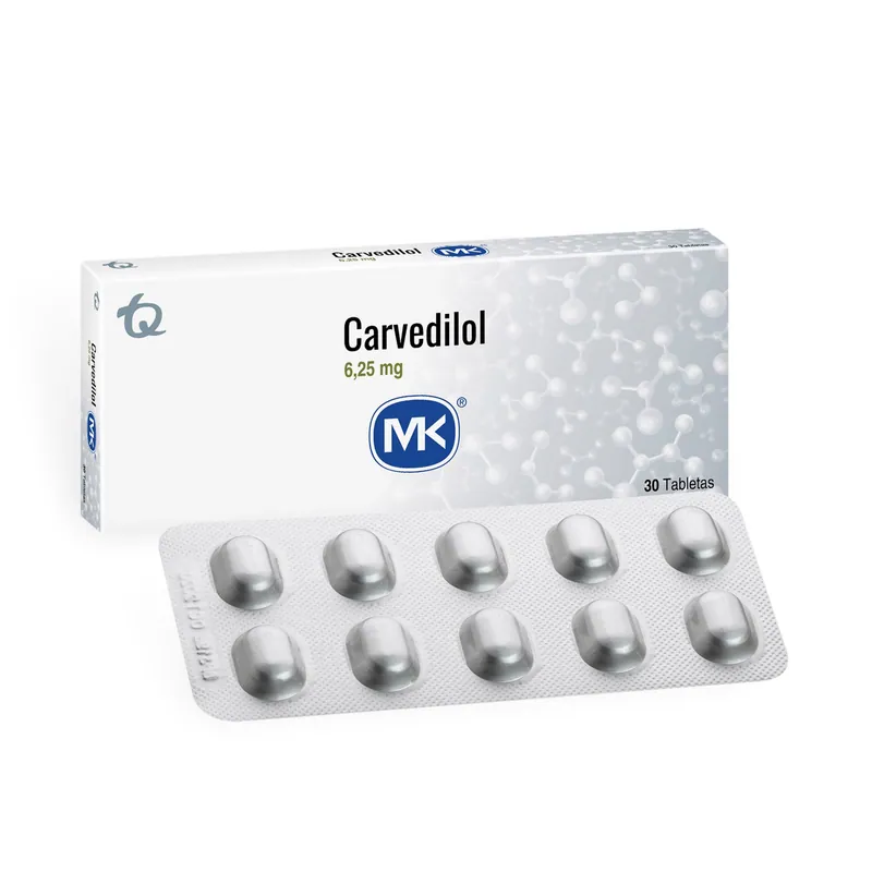 Carvedilol 6.25 mg 30 tabletas MK