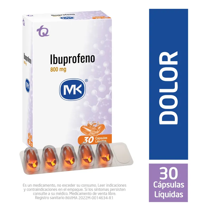 Ibuprofeno 800 mg 30 cápsulas Blandas MK