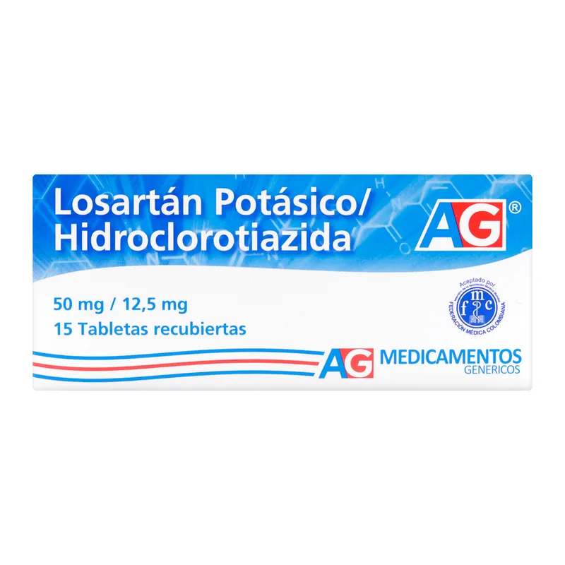 Losartan 50 Mg+hct 12.5 mg 15 tabletas AG