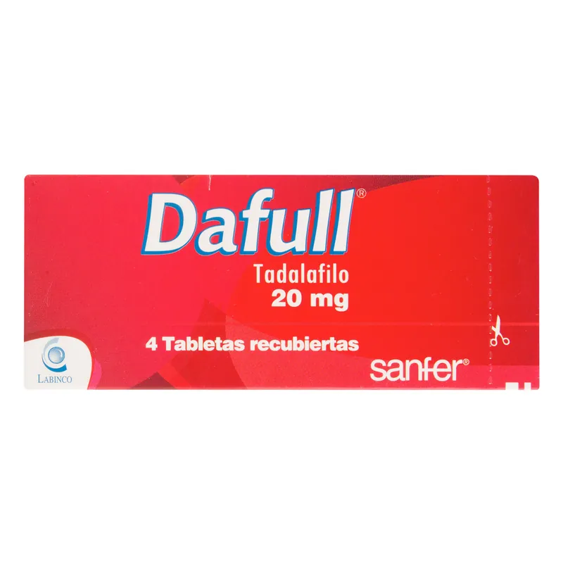 Dafull (tadalafilo) 20 mg 4 tabletas