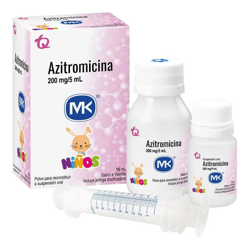 Azitromicina 200 mg/5 mL Polvo 15 mL MK
