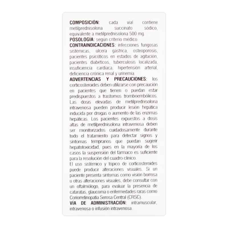 Metilprednisolona 500 mg 1amp VT