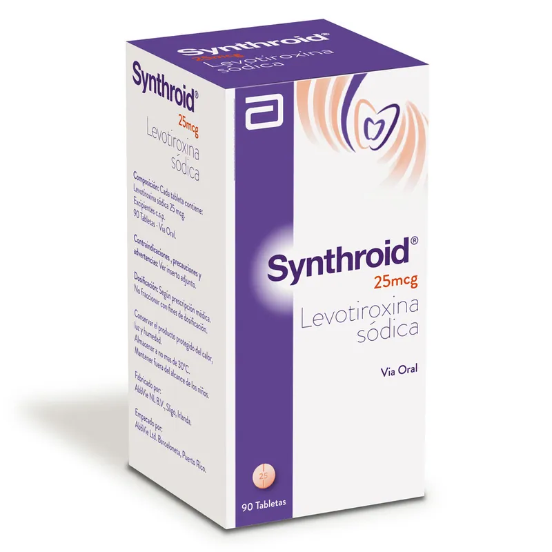 Synthroid 25 mcg 90 tabletas