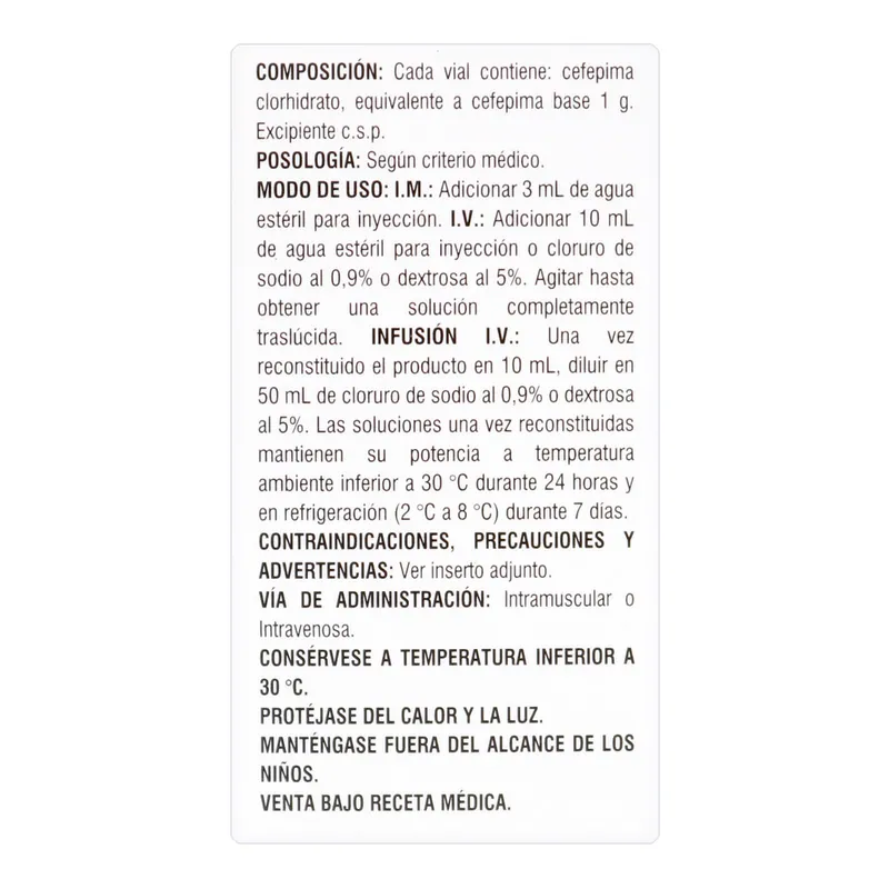 Cefepima 1 g 1 ampollas VT