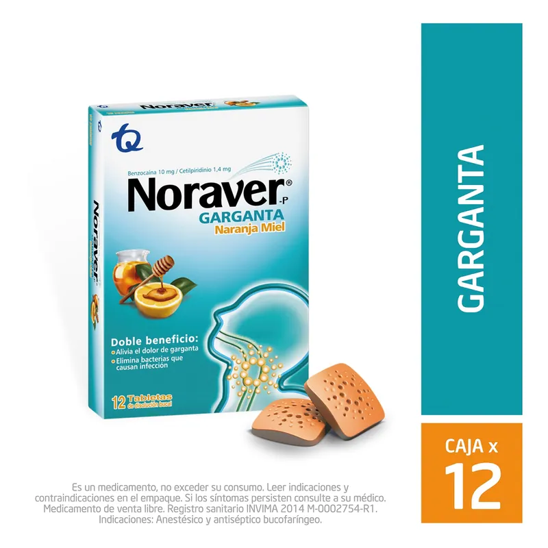 Noraver Pastillas Naranja Miel 12 tabletas