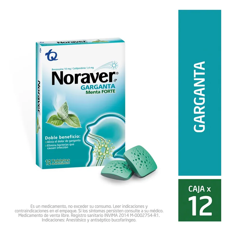 Noraver Pastillas Menta Forte 12 tabletas