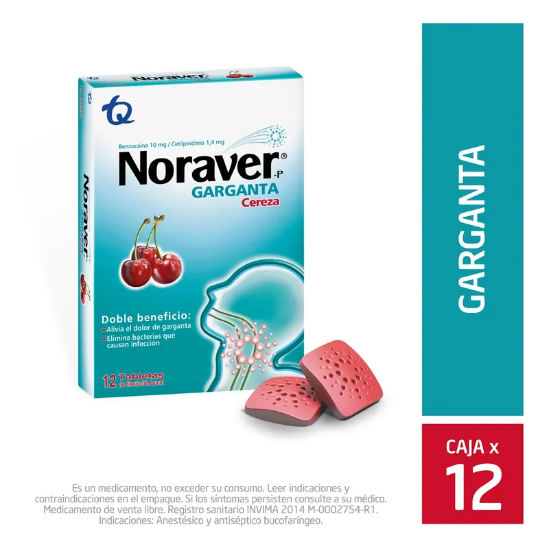 Noraver Pastillas Cereza 12 tabletas