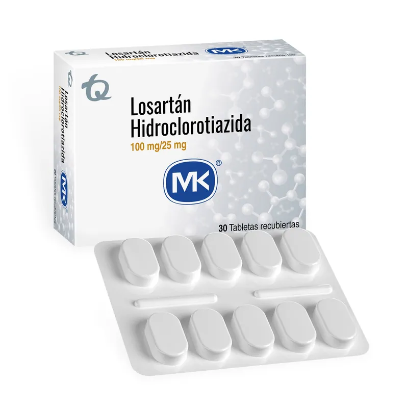 Losartan 100 Mg+hct 25 mg 30 tabletas MK