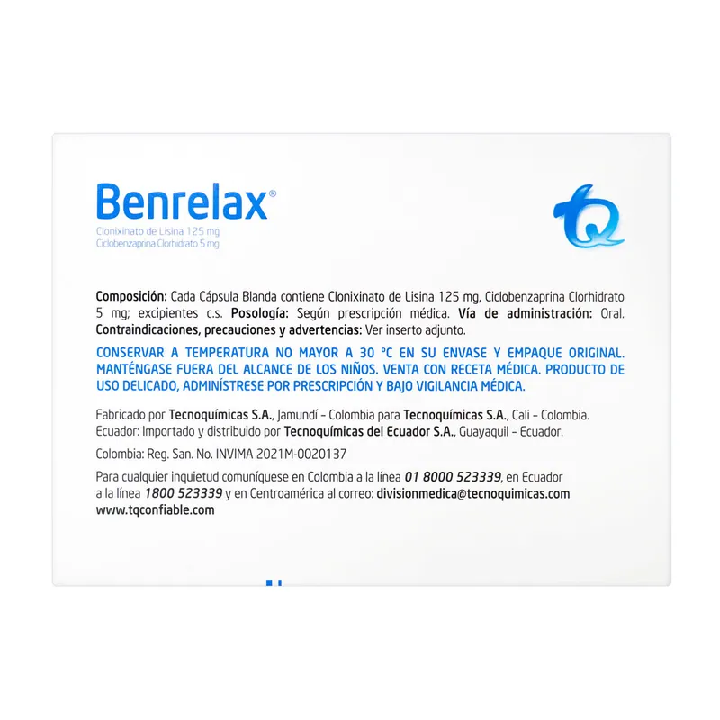 Benrelax 125 mg + 5 mg 20 cápsulas