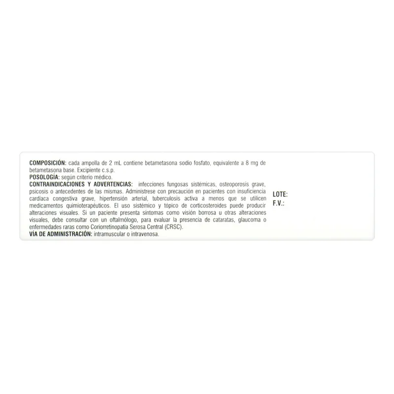 Betametasona 8 mg/2 mL 1 ampollas VT