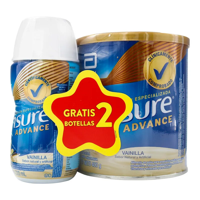 Ensure Adv Vainilla 400 g+2 Adv 220 mL