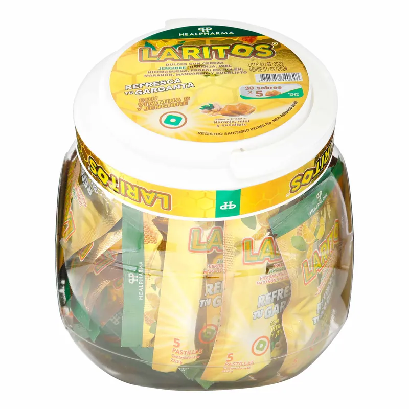 Laritos Naranja Miel 30 sobres 5 Pastillas
