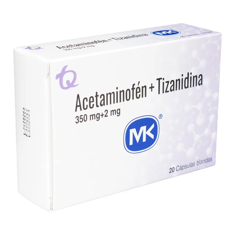 Acetaminofen/tizanidina 350 mg/2 mg 20caps