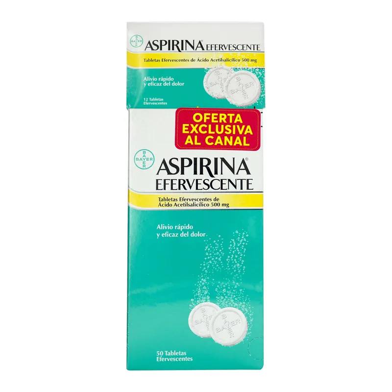 Aspirina Efervesc 500 mg PG 52 Ll 62 tabletas