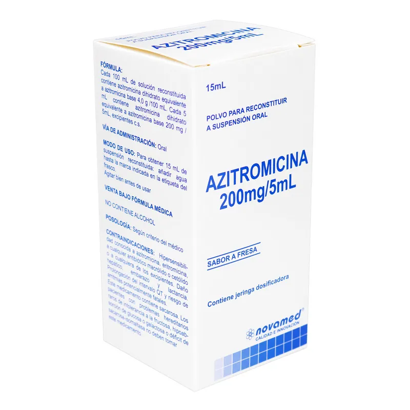 Azitromicina 200 mg/5 mL suspensión Oral 15 mL