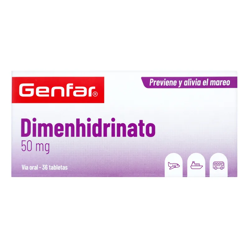 Dimenhidrinato 50 mg 36 tabletas GF