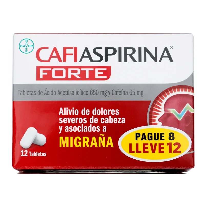 Cafiaspirina Pague 8 Lleve 12 tabletas