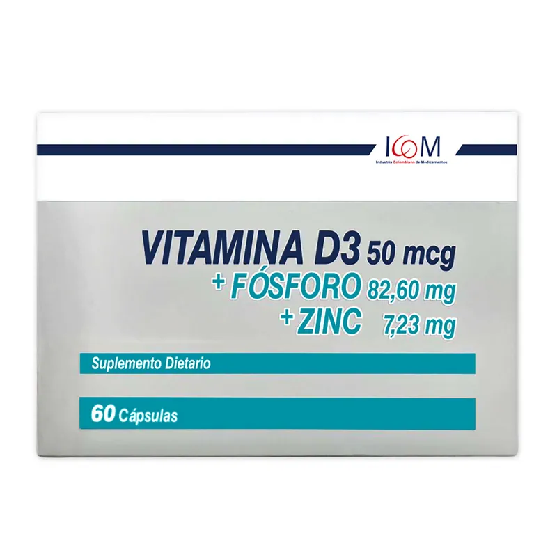 Vitamina D3 Fosforo y Zinc 60 cápsulas ICOM