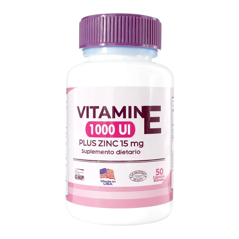 Vitamina E 1000 U I Zinc 15 mg 50 cápsulas