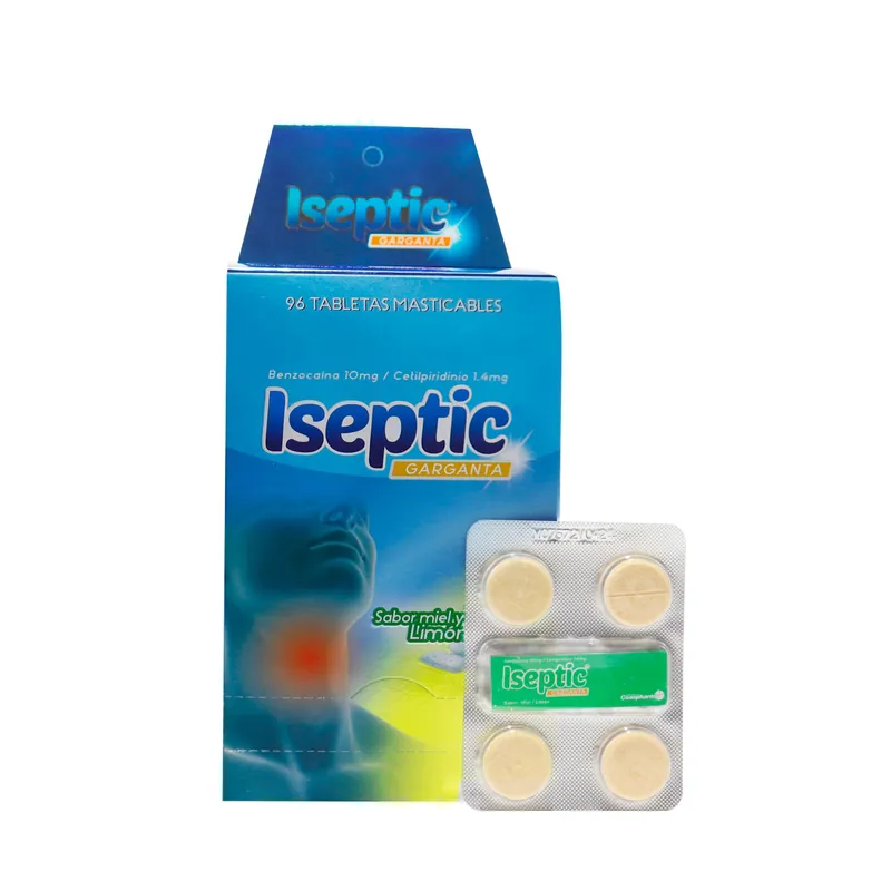 Iseptic Miel limón Caja 96 tabletas COA