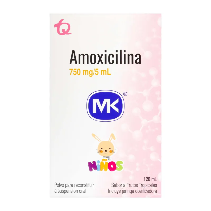Amoxicilina 750 mg/5 mL suspensión 120 mL