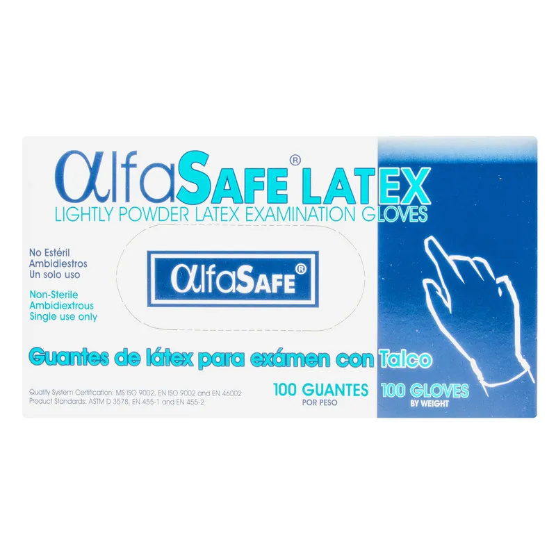 Guante Examen Alfa Latex 100 unidades S
