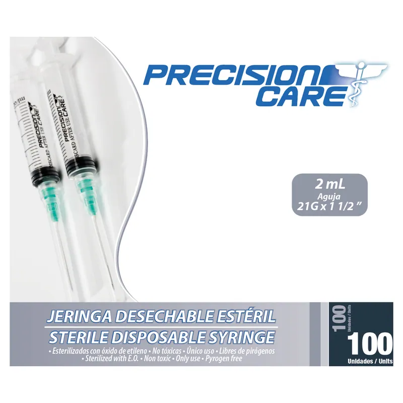 Jeringa 3p 2 mL 21x1.1/2 100 unidades Eterna