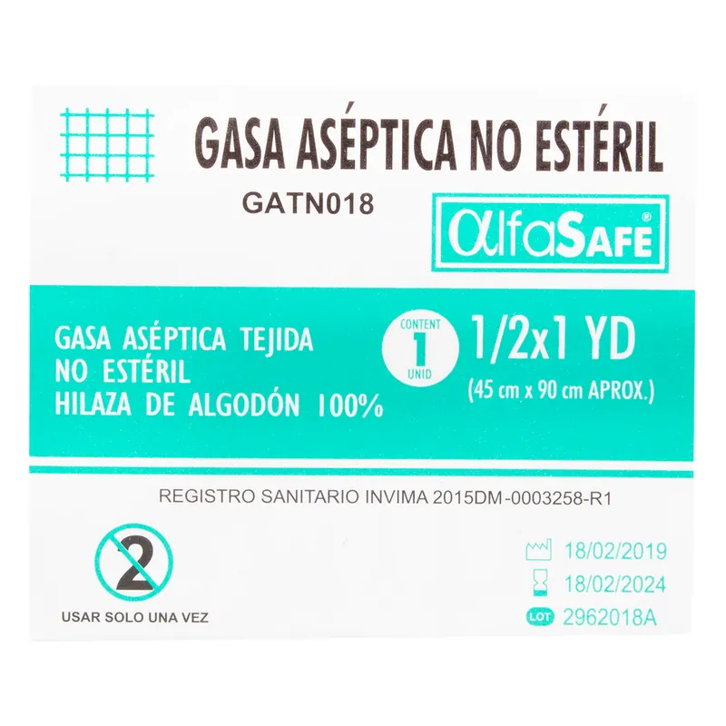 Gasa Alfa aséptica 1/2x1