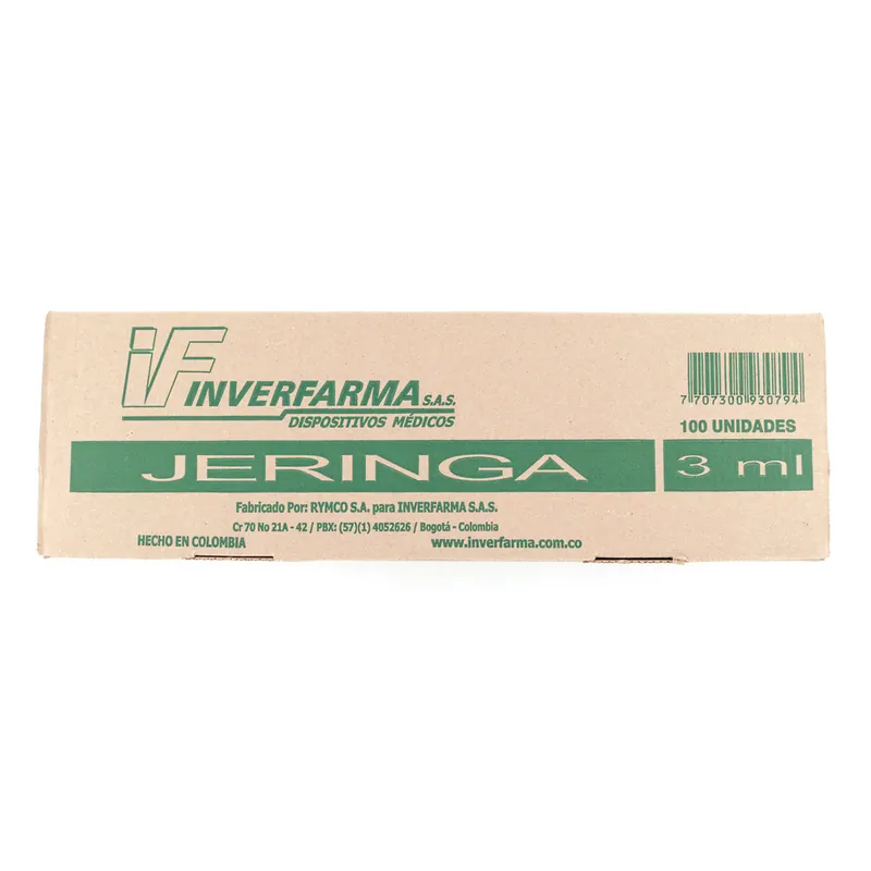 Jeringa 3p 3 mL 21x1.1/2 100 unidades Inverfar