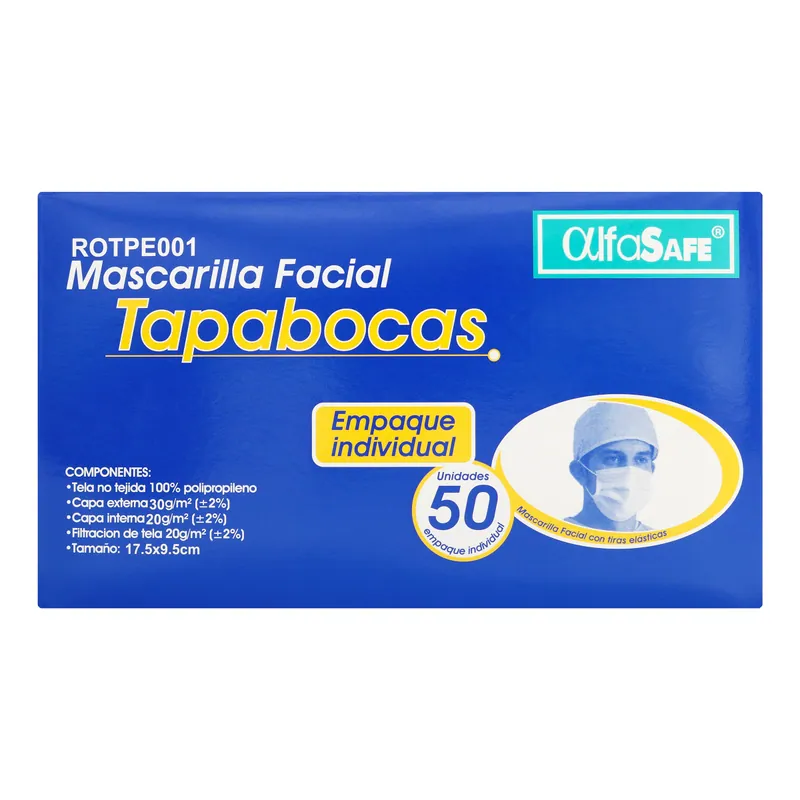 Tapaboca Desechab Alfa Azul E I 50uds